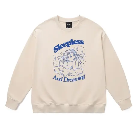 丘比特天使学生卫衣男女美式轻复古奶fufu米色宽松打底纯棉衣服冬商品大图