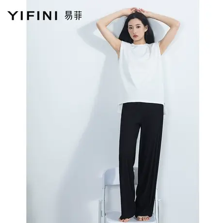 Yifini/易菲宽松时尚休闲裤女拖地裤夏季新款时尚百搭直筒裤商品大图
