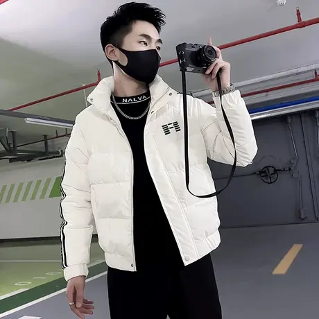 冬季新款立领防寒男生棉服外套ins个性潮牌运动休闲冬装条纹棉衣商品大图