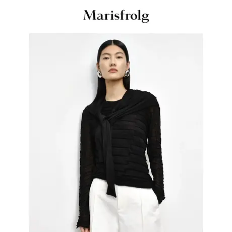 【轻礼系列】玛丝菲尔2023年秋季新款肌理感立体织纹长袖针织衫商品大图