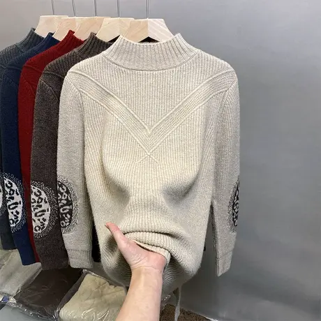 2024秋冬新款半高领毛衣女套头加厚宽松外穿长袖针织衫打底毛衣女商品大图