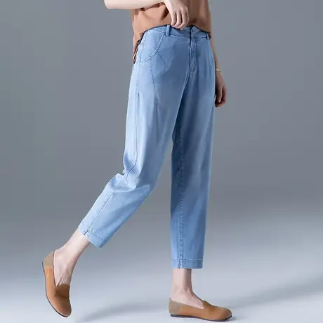 八分冰丝哈伦裤女夏季薄款女裤休闲妈妈萝卜裤九分天丝牛仔裤女夏商品大图