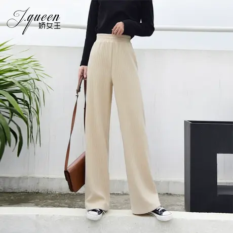 灯芯绒阔腿裤女高腰秋冬新款复古垂感直筒裤显高宽松休闲条绒裤子商品大图