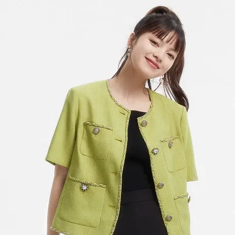 LIME FLARE莱茵夏季圆领小香风新款女式短外套奥莱商品大图