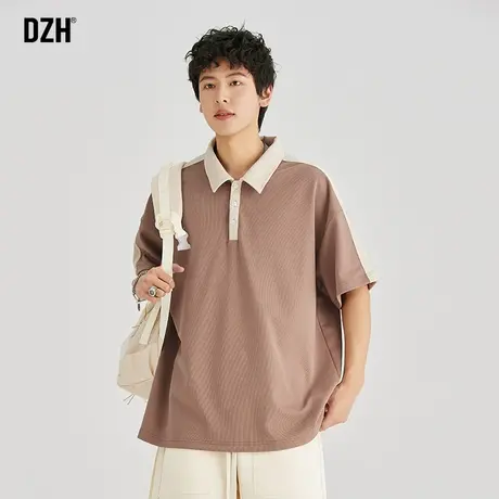 男士重磅polo衫男短袖夏季美式简约风纯色t恤半袖上衣宽松体恤衫商品大图