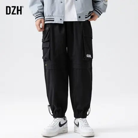 男士黑色工装裤男潮牌痞帅纯棉休闲裤子宽松2023年新款秋季束脚裤商品大图
