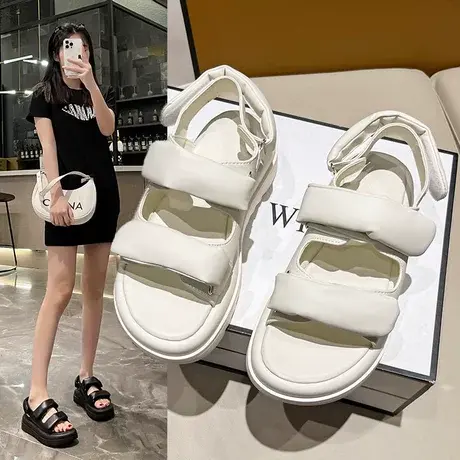 增高新款运动凉鞋女夏季韩版松糕厚底轻便学生百搭魔术贴沙滩鞋子商品大图