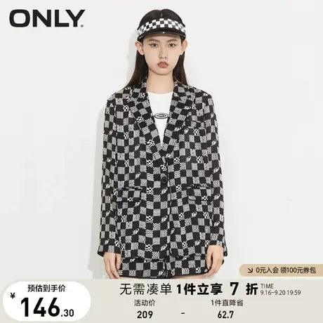 ONLY奥莱夏季潮流棋盘格休闲宽松长袖轻薄西服女商品大图