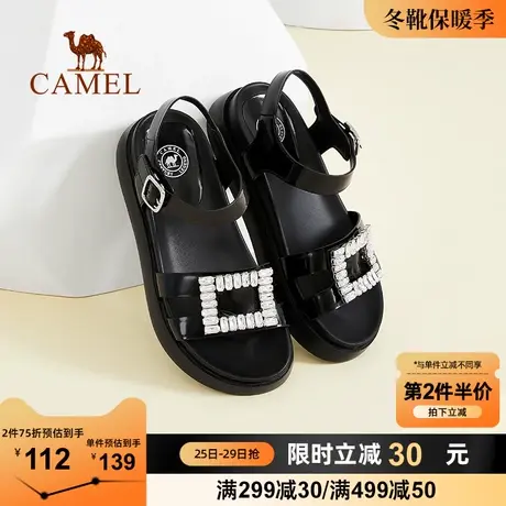 骆驼女鞋夏季新款日常休闲中跟时装凉鞋女图片