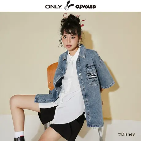 ONLY2023夏季新款迪士尼奥斯华联名宽松短袖牛仔衬衫女商品大图