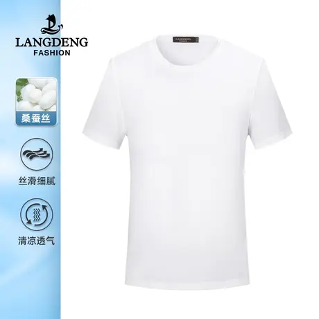 浪登2023夏季新款男士商务休闲短袖青年圆领透气T恤男打底上衣商品大图