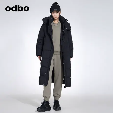 odbo/欧迪比欧原创设计黑色百搭羽绒服2023秋冬新款轻便保暖外套图片