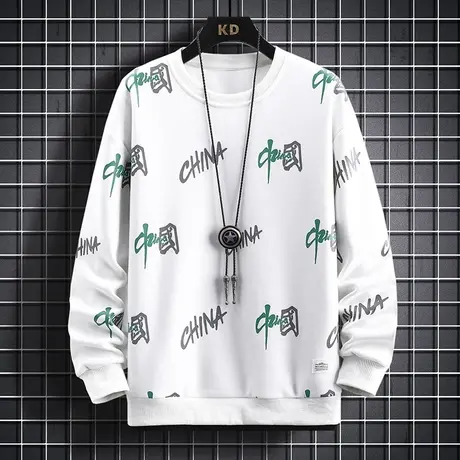 圆领卫衣男士中国潮流2022秋季套头宽松运动休闲长袖T恤男装外套商品大图