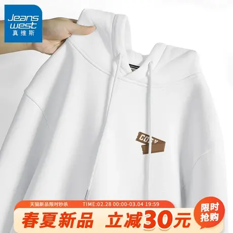 GV真维斯男士卫衣2024年春季320g重磅美式字母英文上衣青年外套B商品大图