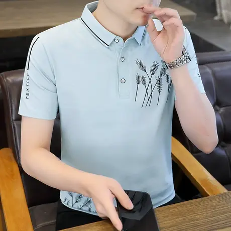 夏季2024新款短袖t恤男士polo衫纯棉有带领潮流中青年休闲男装T衣图片