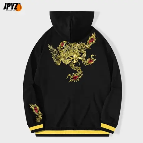 中国风凤凰刺绣长袖连帽卫衣男秋冬宽松ins潮流情侣新款国潮外套商品大图