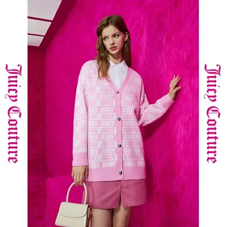 Juicy Couture橘滋初秋冬新款草莓牛奶提花V领针织女式外套图片