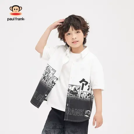 大嘴猴童装男童短袖衬衫2023年夏季新品半袖中大儿童纯棉上衣衬衫商品大图