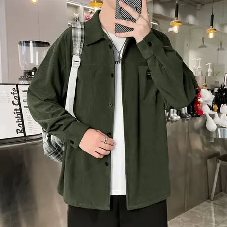 日系复古灯芯绒衬衫男春夏季潮牌高级感长袖衬衣男生潮流休闲外套商品大图