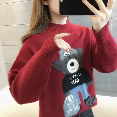 半高领毛衣女冬2023新款加厚内搭外穿宽松设计感上衣打底衫女秋冬商品大图