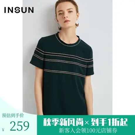 恩裳夏季女装时尚简约利落线条感易打理舒适休闲T恤商品大图