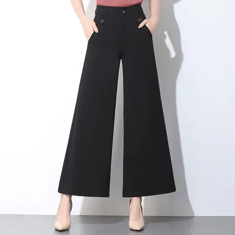 黑色宽松阔腿裤女春季垂感大码这肉长裤2023新款高腰休闲裤大脚裤商品大图