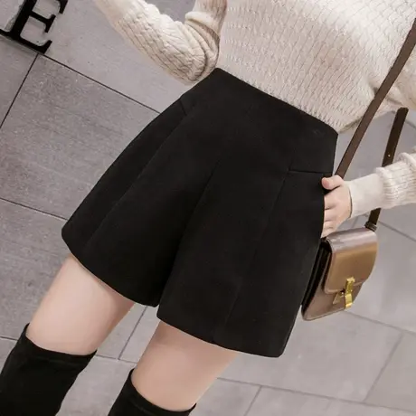 黑色高腰阔腿短裤女秋冬2023年爆款宽松显瘦休闲裤a字直筒裤子潮商品大图