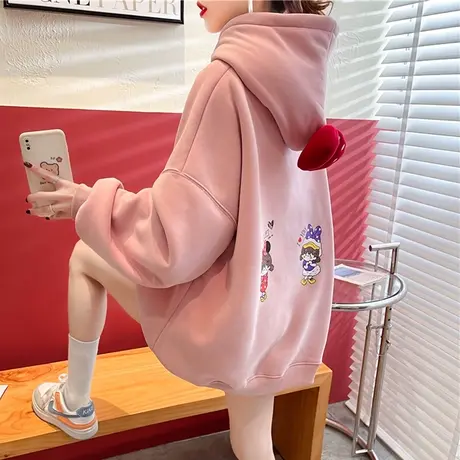 卫衣女秋冬季韩版宽松大码bf慵懒风ins设计感小众加绒学生外套潮图片