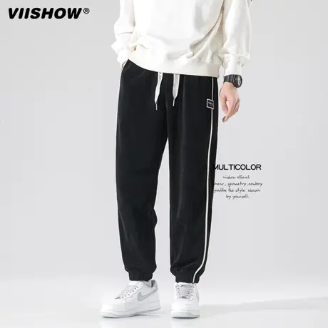 VIISHOW潮牌复古松紧腰束脚休闲裤男街头宽松百搭阔腿潮流运动裤图片