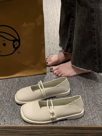 小皮鞋女夏季配裙子玛丽珍女鞋2023年新款法式平底两穿一脚蹬单鞋商品大图