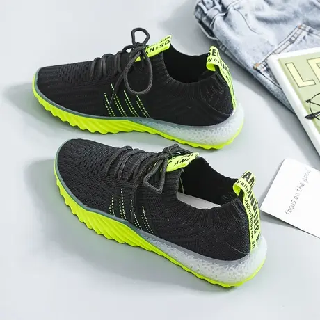 飞织ulzzang运动鞋女2021新款ins休闲百搭潮轻便港风黑色跑步鞋女商品大图