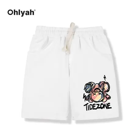 Ohlyah潮牌设计感小众短裤男女中性情侣宽松休闲运动纯棉五分裤子图片