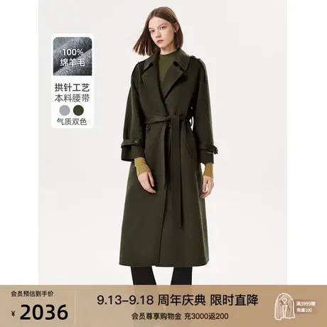 朗姿纯羊毛双面呢法式复古收腰大衣女秋冬季新款气质毛呢外套女图片