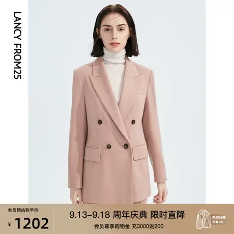 朗姿羊毛复古法式高级感休闲气质时尚职业西装西服秋冬新款外套女图片