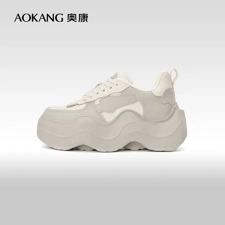 奥康 冬季新款女鞋时尚百搭运动休闲鞋加绒保暖老爹鞋厚底潮图片