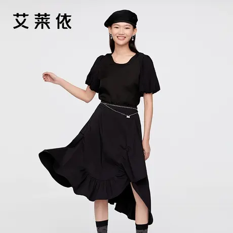 艾莱依设计感短袖花边T恤夏季时尚短款内搭今年爆款时尚打底衫女商品大图