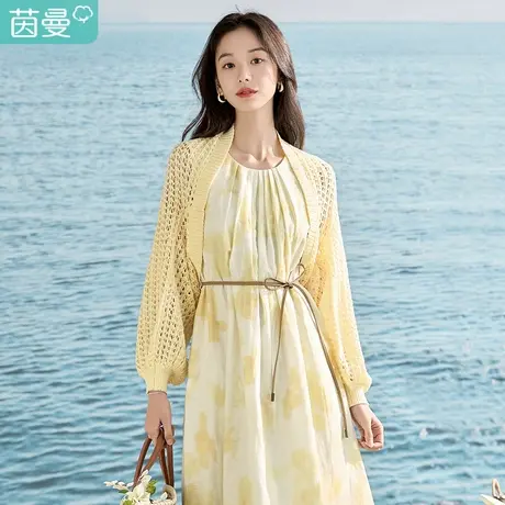 【商场同款】茵曼法式文艺针织衫2023夏女装新款镂空宽松披肩开衫图片