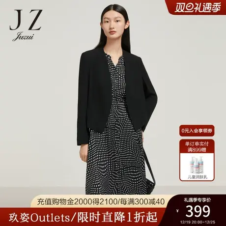 JZ玖姿通勤风休闲西装女装2022秋季新款职业OL黑色简约醋酸外套商品大图