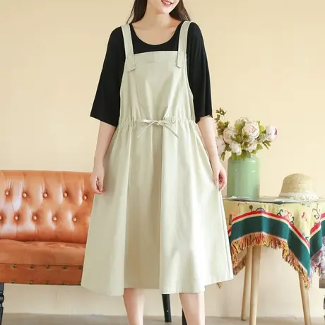 胖妹妹文艺2023春季学院风减龄背带裙 加大宽松显瘦吊带裙200斤女商品大图