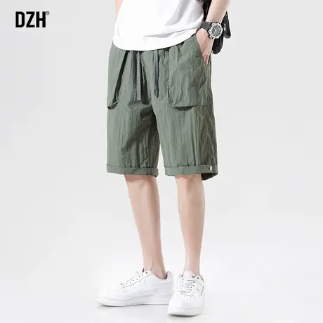男士军绿色冰丝短裤男款夏季外穿薄款工装五分裤宽松速干2023新款商品大图