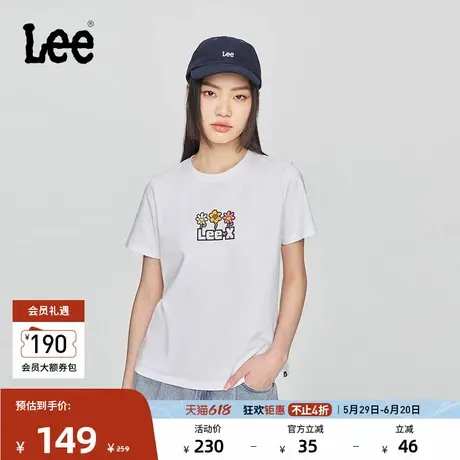 Lee25春夏新品标准版圆领像素花朵印花设计女短袖T恤LWT0098674LE商品大图