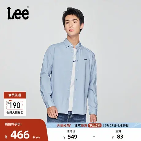 Lee25早秋新品标准版翻领小Logo徽标男长袖衬衫休闲LMT010826T12图片