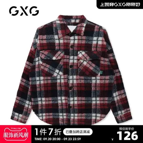 GXG奥莱 年冬季商场同款红格翻领夹克#GC1502L图片