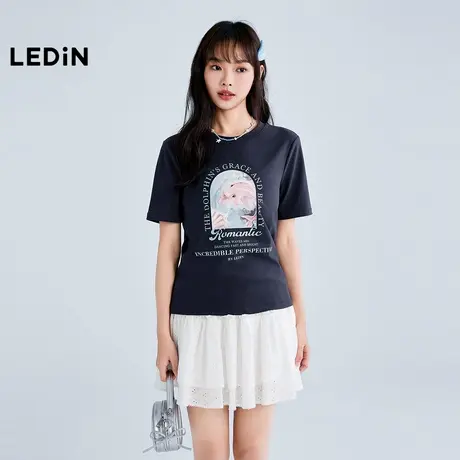 【商场同款】乐町韩系海洋合体短袖T恤夏季新款图案上衣C1CNF2404商品大图