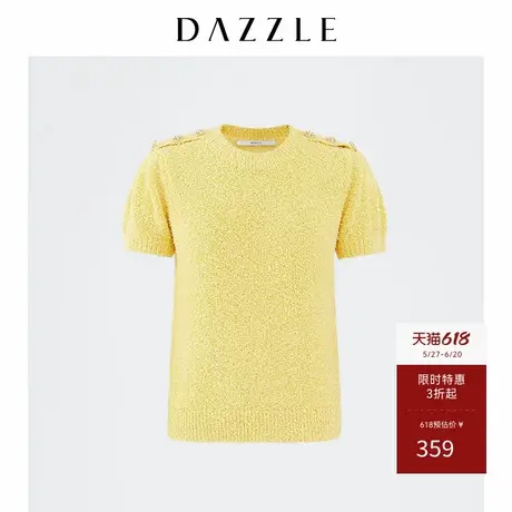 DAZZLE地素奥莱 春夏甜美泡泡袖短袖针织毛衣商品大图