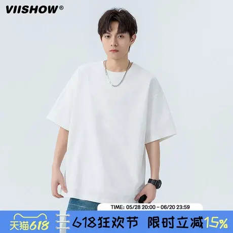VIISHOW短袖t恤男生2025新款夏季美式宽松男款潮牌体恤半袖上衣服商品大图