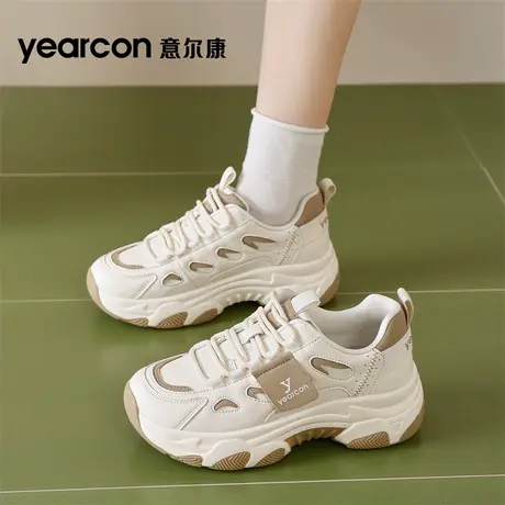 意尔康踩屎感厚底增高显脚小老爹鞋女2025新款夏季透气网面运动鞋商品大图