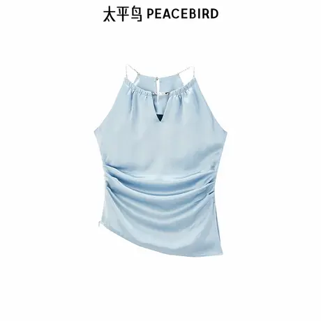 太平鸟 联名合作系列醋酸收腰吊带显瘦气质高级感上衣可拆卸肩带图片