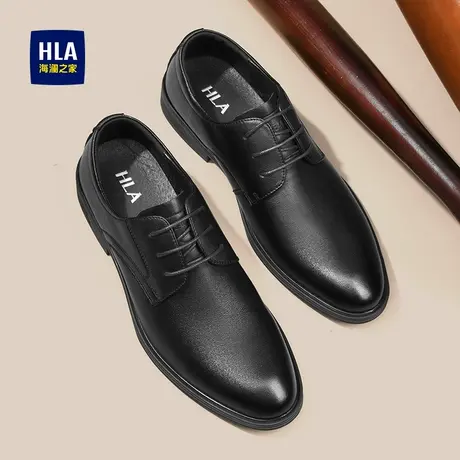 HLA/海澜之家男鞋新品秋冬时尚加绒正装结婚商务皮鞋防滑德比鞋男商品大图