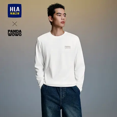 HLA/海澜之家panda wowo熊猫长袖T恤25秋季新款时尚印花上衣男商品大图